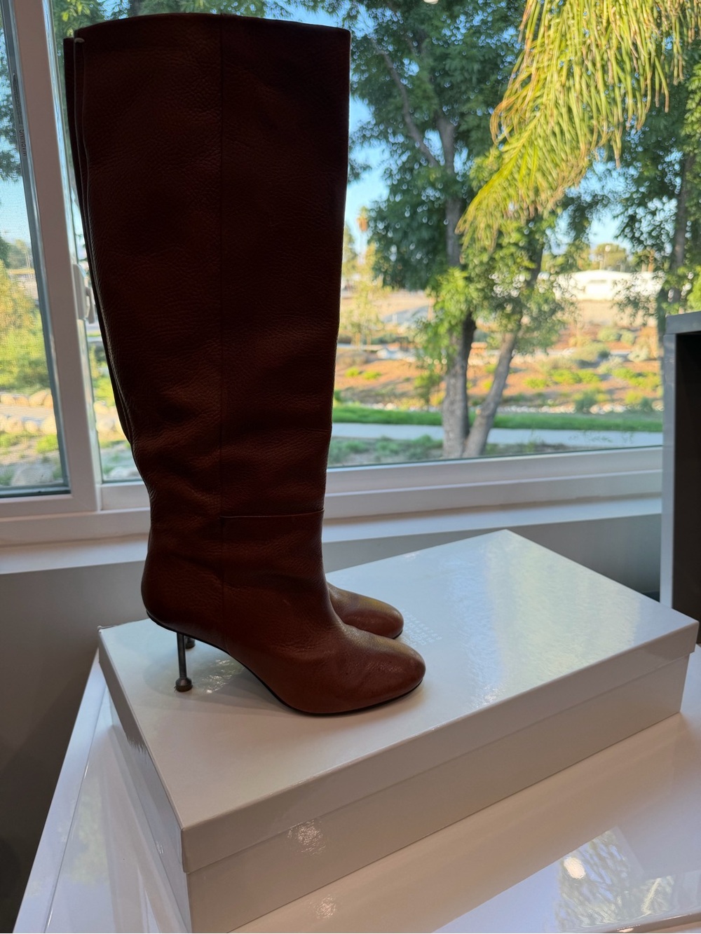 Maison Margiela Women's Brown Leather Knee-High Boots